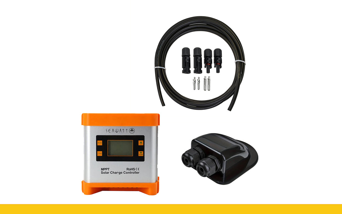 Solar accessories by Seawatt - MPPT, Solar Cables, Plug and Play MP4 connectors, splitter, cable gland. Seawatt provides all the solar equipment you need to setup your boat.