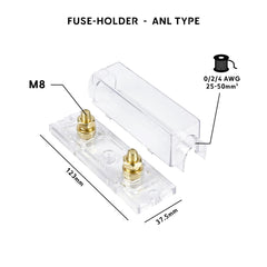 Porte-fusible ANL pour bateau. Goujon plaque or pour fusible ANL de 80A-400A section de cable 25-50mm² SEAWATT ANLS1