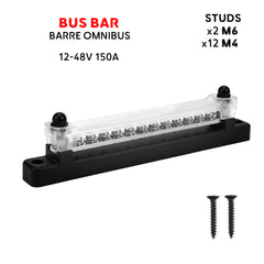 Seawatt Marine Bus Bar  6 or 12 M4 Stud distribtution block Black