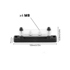 Barrette de distribution omnibus marine haute intensité Seawatt - 4 goujons M8 (noir) - Organise et distribue l'alimentation du bateau Seawatt High-Amp Marine Bus Bar - 4 M8 Studs (Black) - Organizes & Distributes Boat Power]