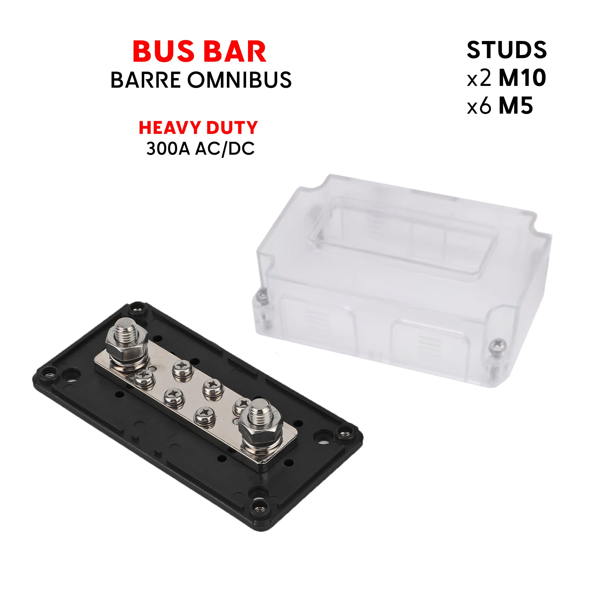 SEAWATT Marine Bus Bar 2xM10 + 6xM5 - 300A - Heavy duty marine power distribution block