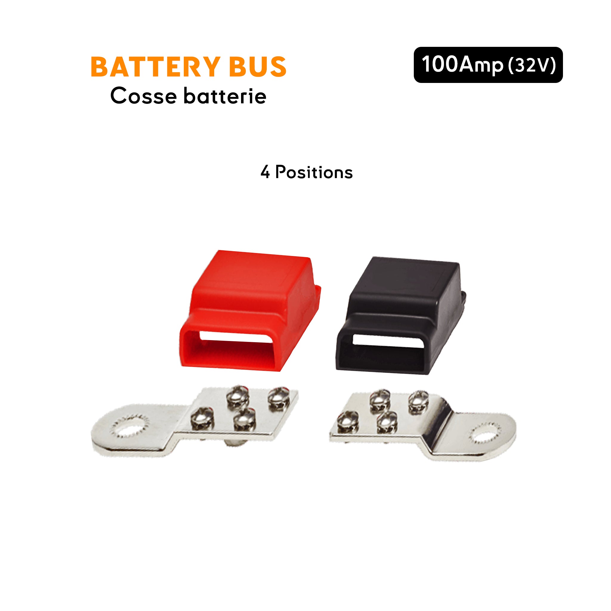 Battery Bus Bar 32V 100A - 4 positions M4