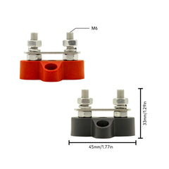 Marine Bus Bar 2 studs M6 - Pair Red/Black