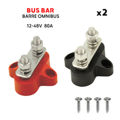 Marine Bus Bar 2 studs M6 - Pair Red/Black