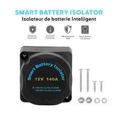 Smart Battery Isolator (VSR) for Dual Battery Systems (12V, 140A) - Weatherproof Isolateur de batterie intelligent (VSR) pour systèmes à double batterie (12V, 140A) - Résistant aux intempéries seawatt