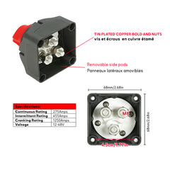 Marine Battery Switch 1-2-Both-Off with ABS Plastic Housing and Tinned Copper Bolts and Nuts for Reliable Performance on Boats"