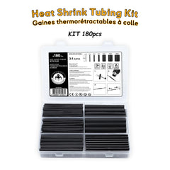 KSTG180 heat shrink tubing kit with glue, 180pcs neatly organized in a compact box, perfect for electrical connections Kit de gaines thermorétractables KSTG180 avec colle, 180 pièces soigneusement organisées dans une boîte compacte, idéal pour les connexions électriques