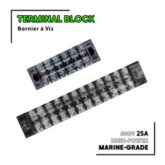 Bornier à Vis 6 / 12 Positions - 600V 25A