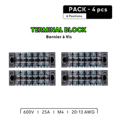 Bornier à Vis 6 / 12 Positions - 600V 25A