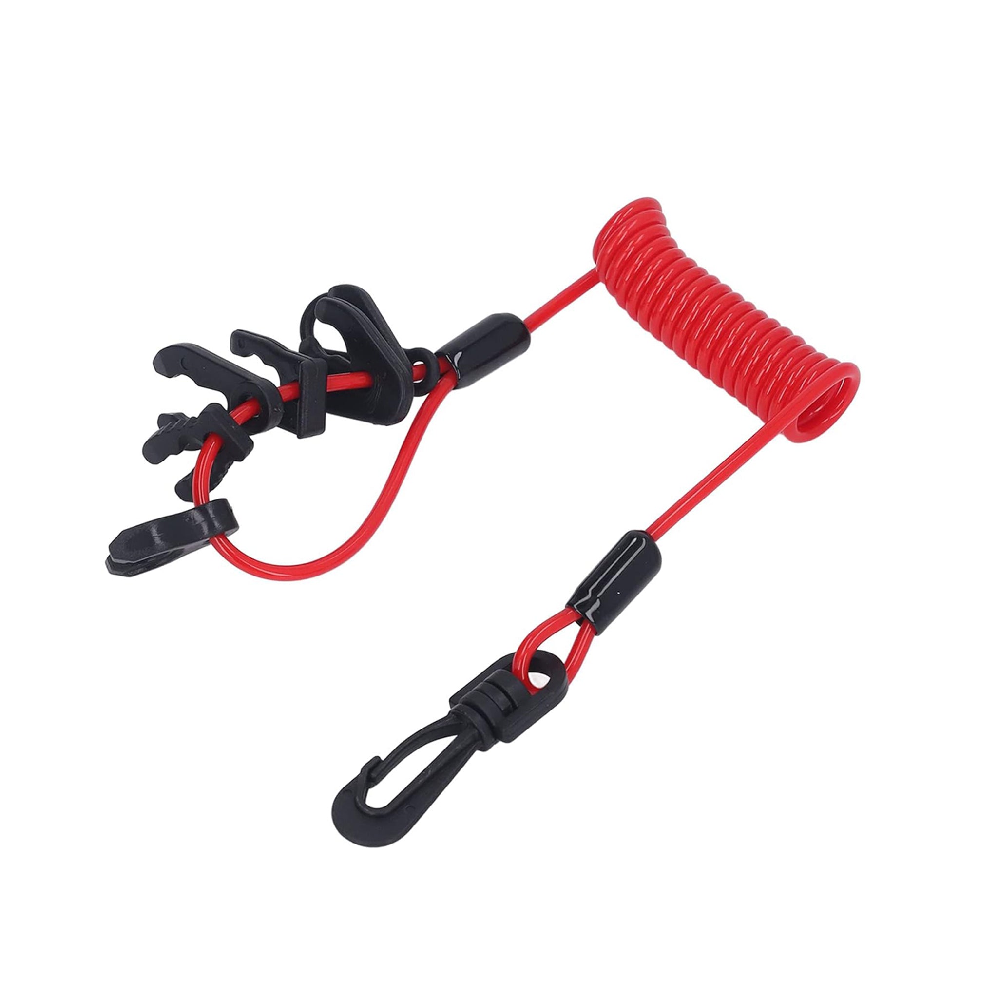 Universal Boat Kill Switch Lanyard - 7 Keys red and black with snap hook in nylon and coil in PU compatible yamaha, mercury, honda , evinrude, johnson kill switches. strech 1.2m strong - SEAWATT - Dedicated marine supplies