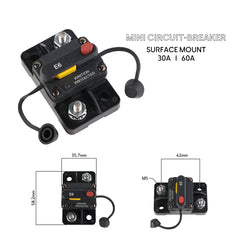 Disjoncteur thermique Seawatt® 30-60A (montage a poser en surface). Protection contre les surcharges pour circuits électriques. Étanche (IP66)