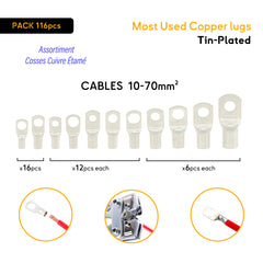 Tin-Plated Terminal Kit (SC Rings 10-70mm²) - 116pcs