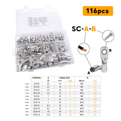 Tin-Plated Terminal Kit (SC Rings 10-70mm²) - 116pcs