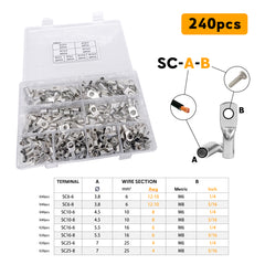 Tin-Plated Terminal Kit (SC Rings 6-25mm²) - 240pcs