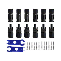 Kit Pack MC4 connector  6 male / 6 female connectors tighting tool terminal MC4 kit solar panel connector photovoltaic connector 30A connector 1000V connector weatherproof durable easy to use professional grade solar installation