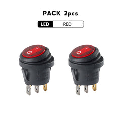 Waterproof Marine Rocker Switch with LED 12V 20A - 2pcs