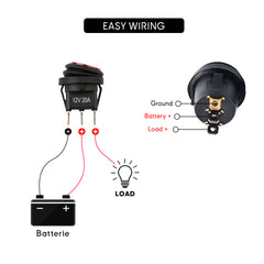 Waterproof Marine Rocker Switch with LED 12V 20A - 2pcs