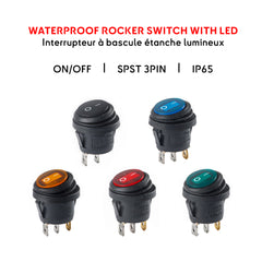 Waterproof Marine Rocker Switch with LED 12V 20A - 2pcs