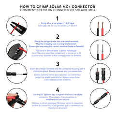 Step-by-step marine guide on how to crimp MC4 solar connectors, showing the correct process for stripping, crimping, and assembling connectors for reliable solar cable connections. Ref Tool PVCT Seawatt